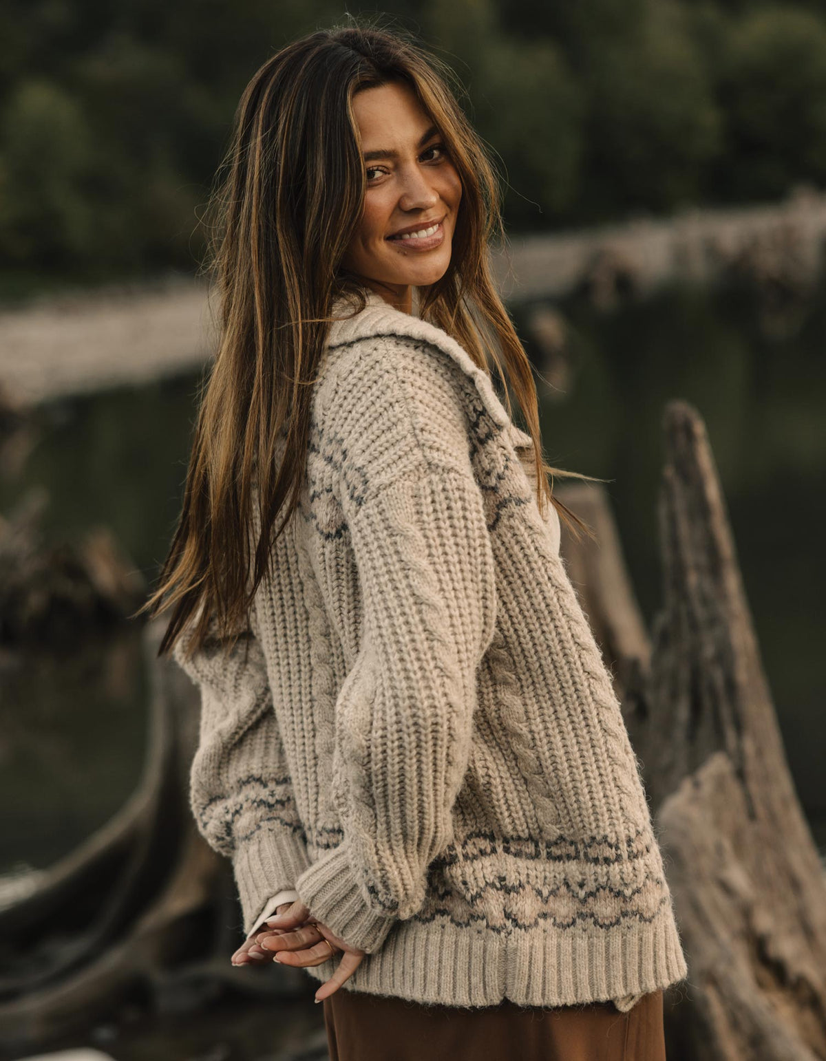 Millie Sweater Jacket in Cream Multi