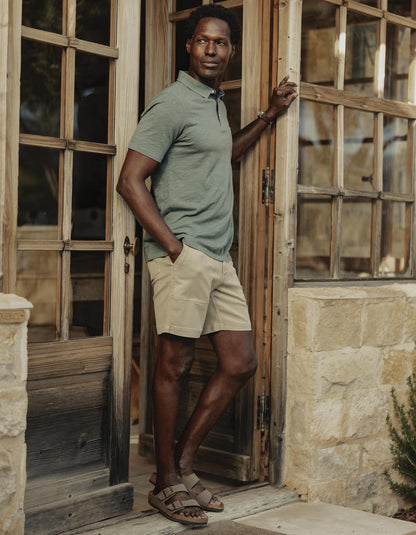 Vintage Slub Pocket Polo in Mediterranean Green