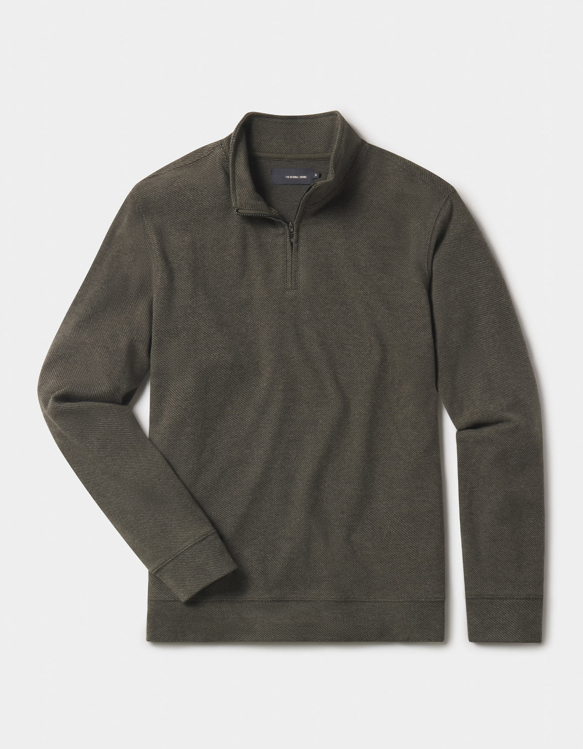 Brushed Textured Knit Quarterzip in Dark Forest