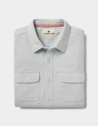 Textured Knit Shirt in Blue Fog