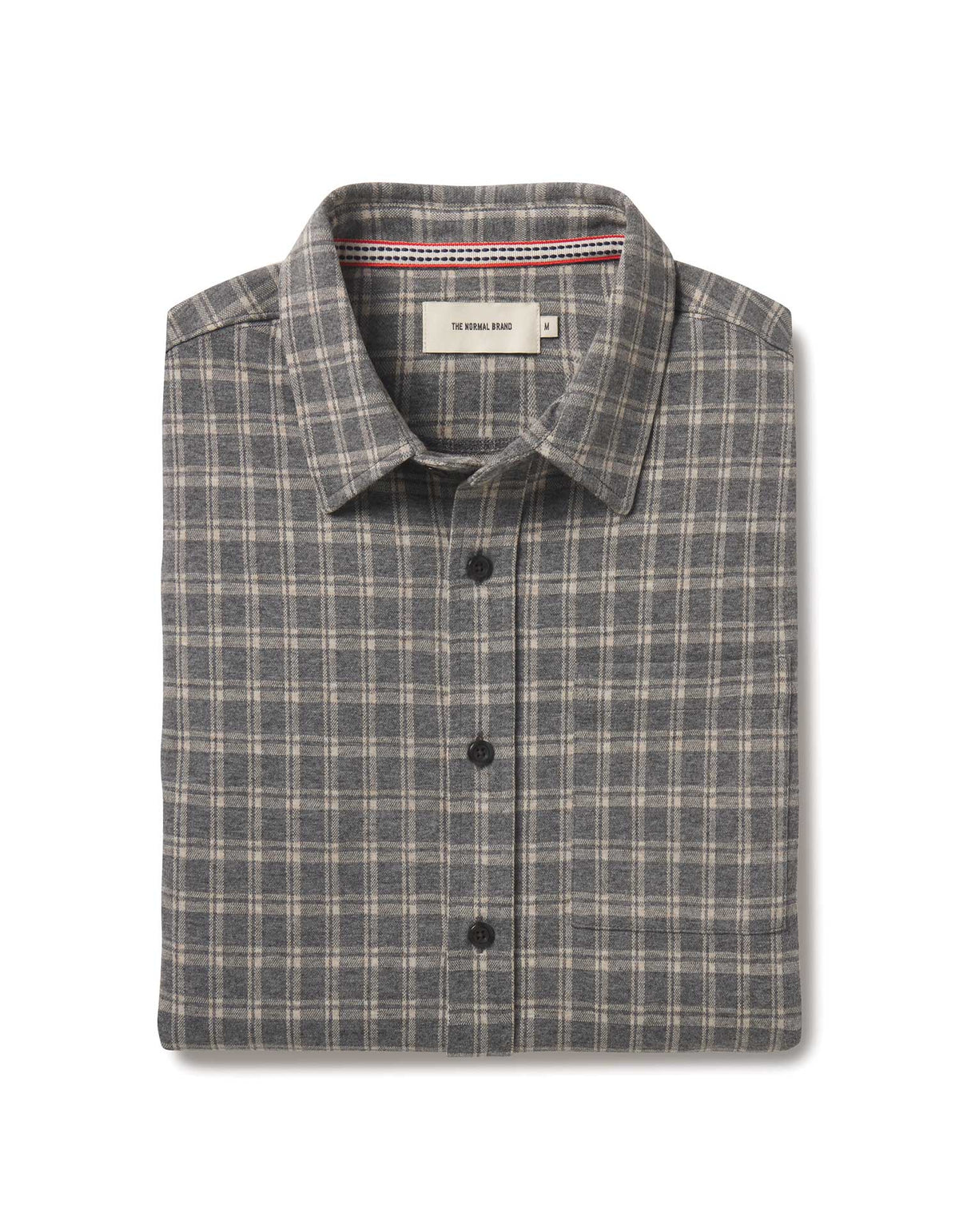 Stratus Knit Button Up in Grey Plaid