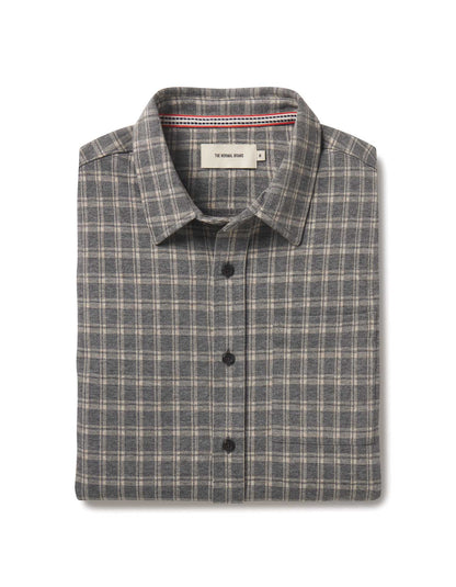 Stratus Knit Button Up in Grey Plaid