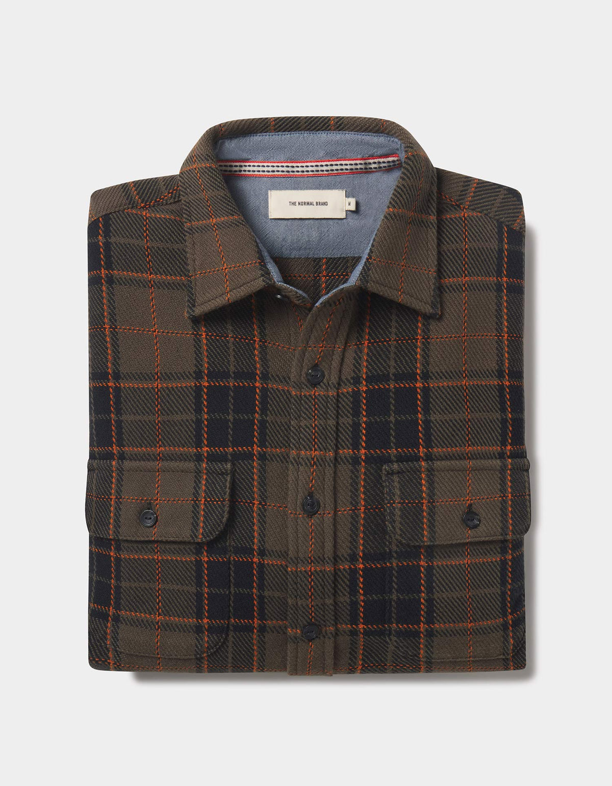 Mountain Textured Overshirt in Olive/Flame Plaid