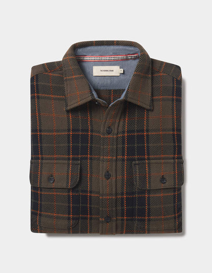 Mountain Textured Overshirt in Olive/Flame Plaid