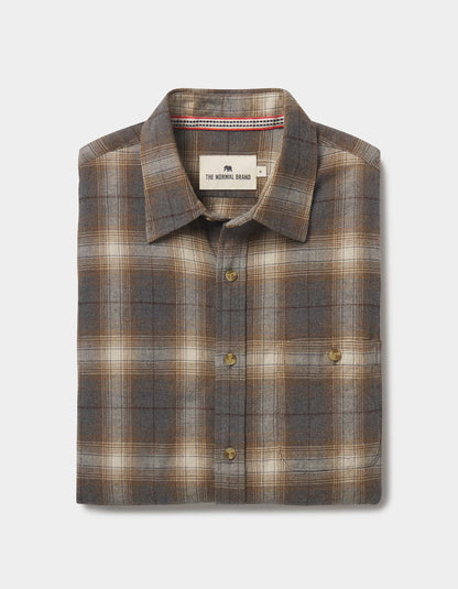 Hudson Double Brushed Flannel in Heathered Grey Plaid