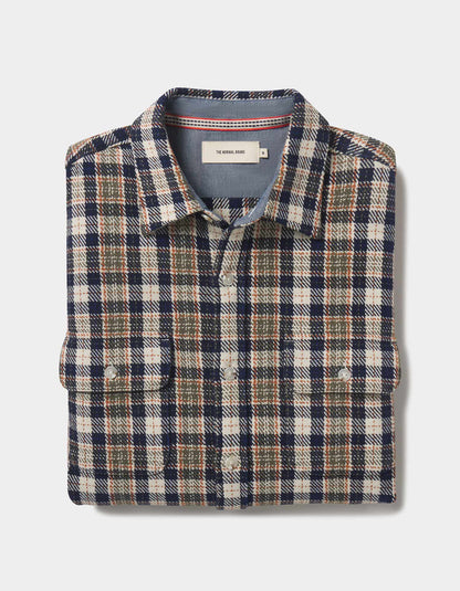 Mountain Textured Overshirt in Moss Multi