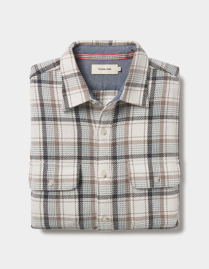 Mountain Textured Overshirt in Winter White Plaid