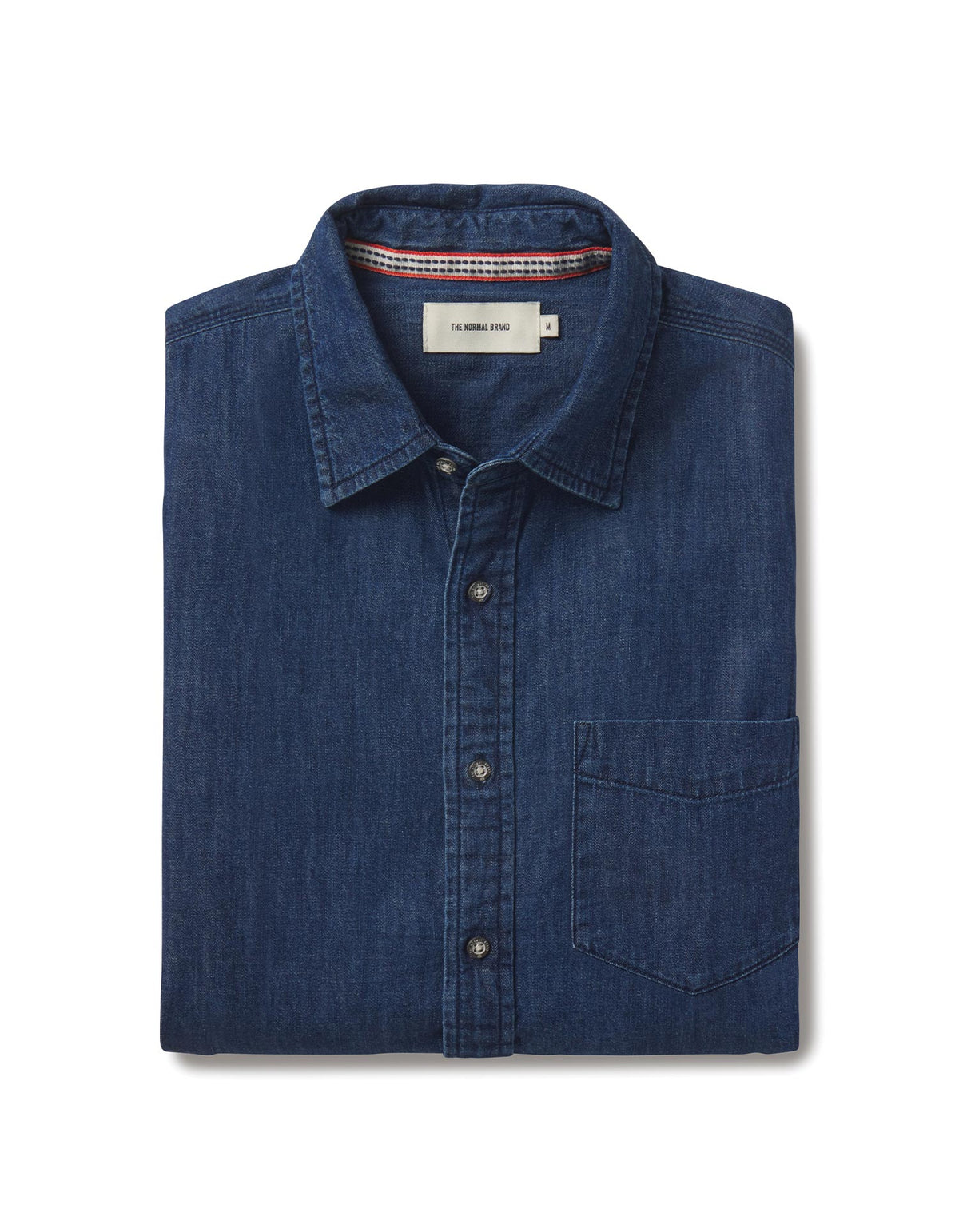 Cotton Denim Long Sleeve Button Up in Dark Wash