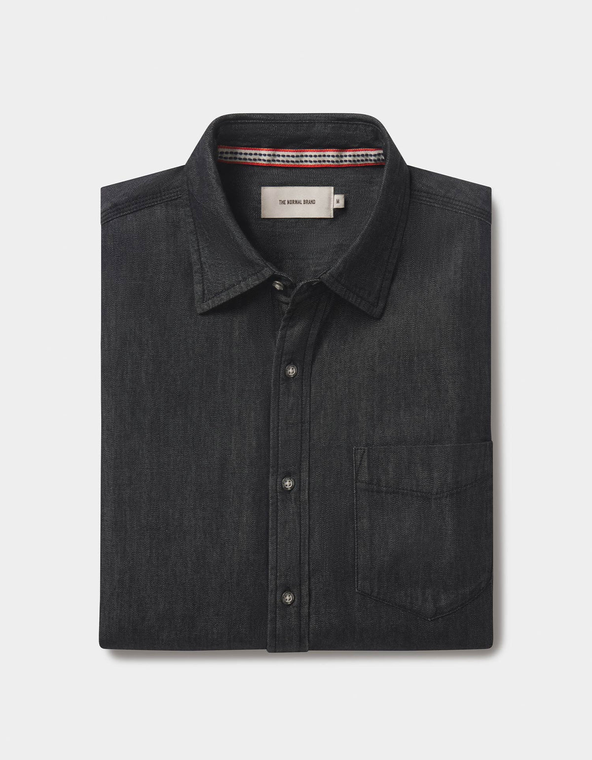 Cotton Denim Long Sleeve Button Up in Washed Black