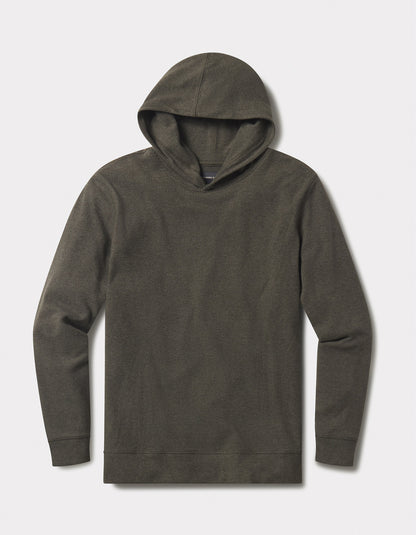Brushed Textured Knit Hoodie in Dark Forest