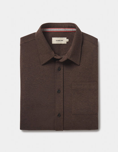 Stratus Knit Button Up in Dark Brown