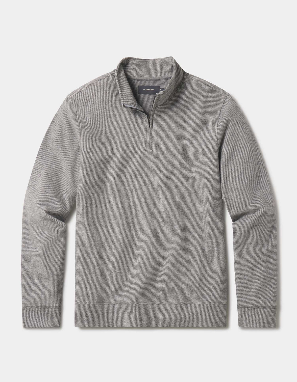 Brushed Textured Knit Quarterzip in Graphite