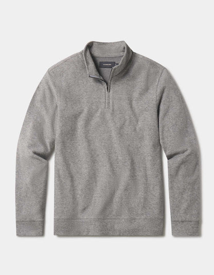 Brushed Textured Knit Quarterzip in Graphite
