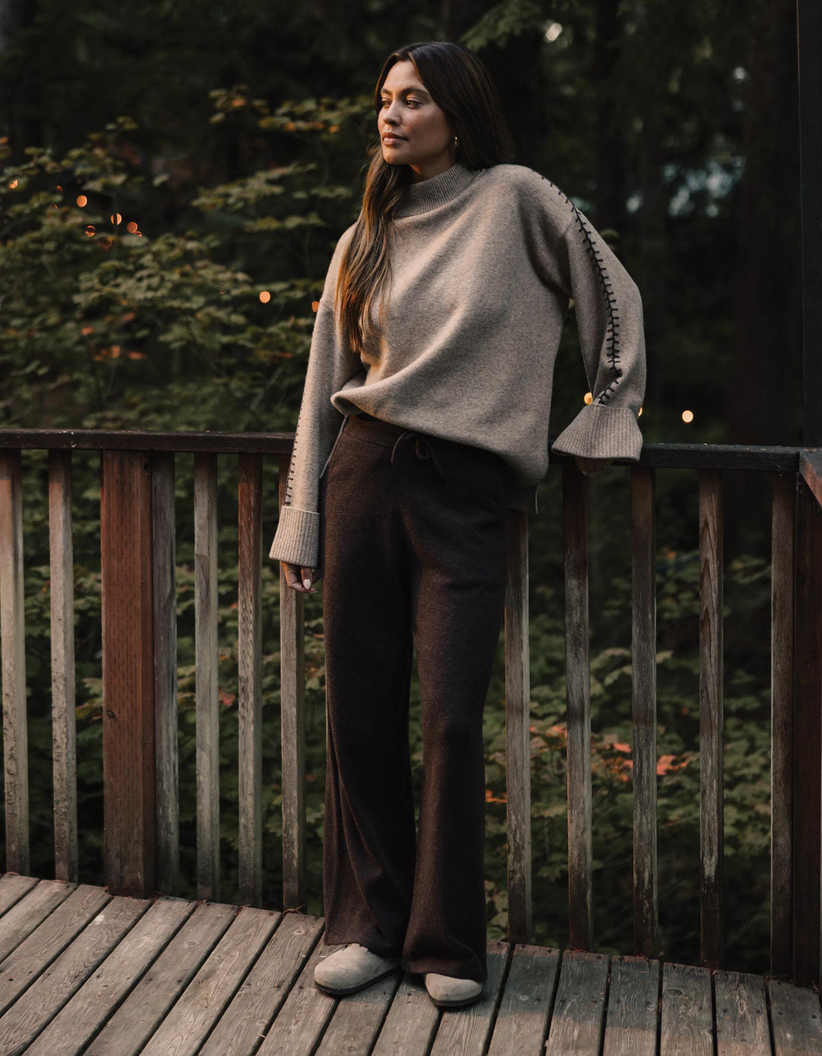 Arvada Wide Leg Knit Pant in Umber