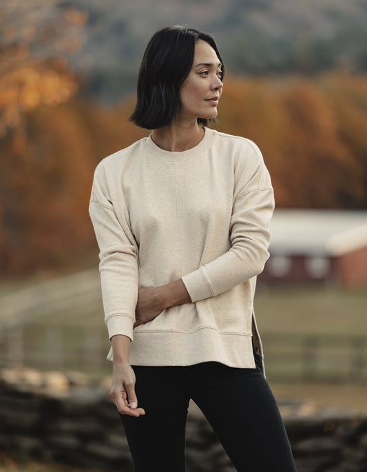 Fleece Puremeso Splitside Pullover in Oat