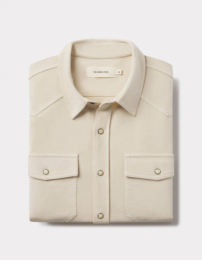 Tentoma Stretch Vintage Button Up in Bone