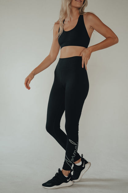 Normal Legging in Script Legging-Black-Grey