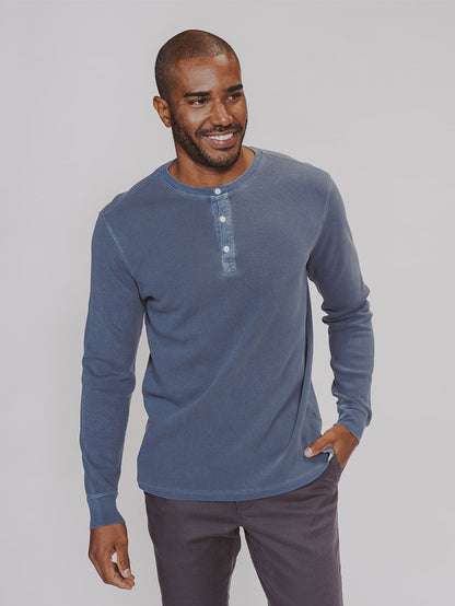 Vintage Thermal Henley in Vintage Blue