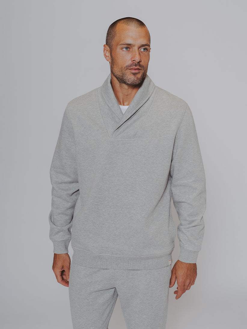 Fairweather Shawl Collar Sweatshirt in Athletic Grey