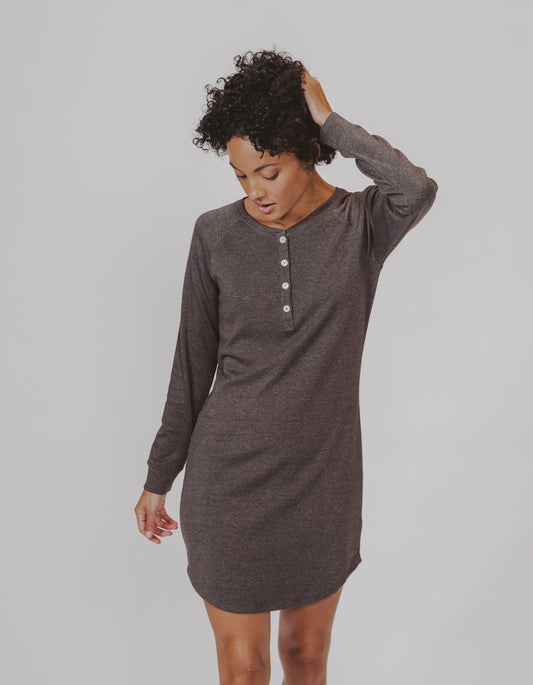 Puremeso Henley Dress in Charcoal