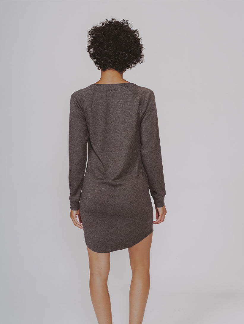 Puremeso Henley Dress in Charcoal