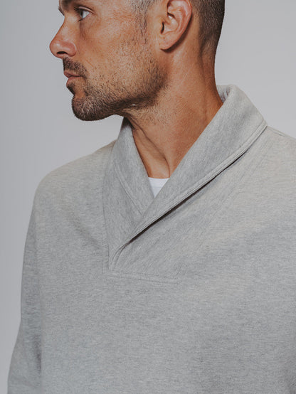 Fairweather Shawl Collar Sweatshirt in Athletic Grey