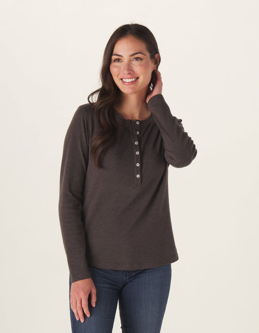 Women's Puremeso Henley in Charcoal