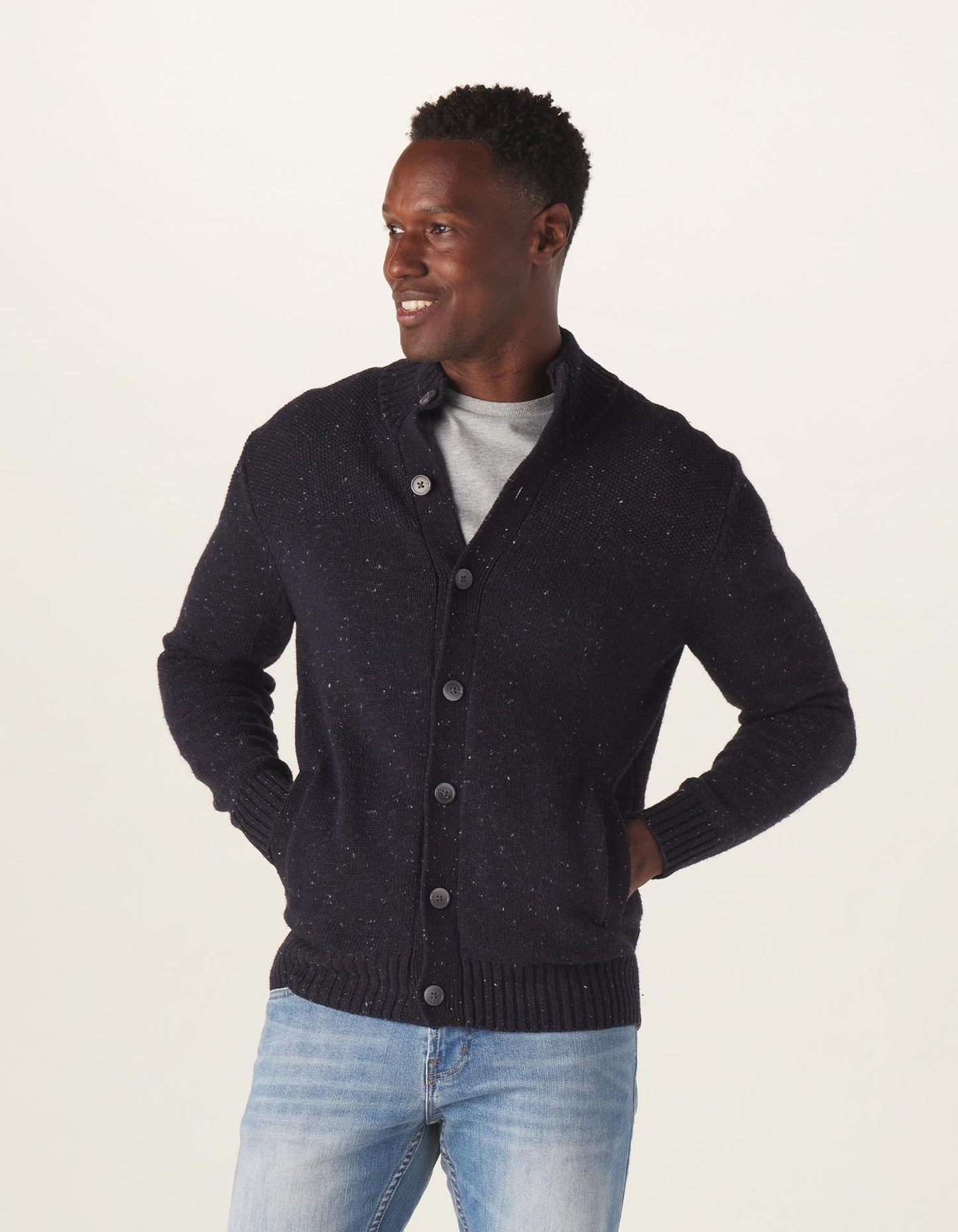 Seawool Nep Cardigan in Normal Navy