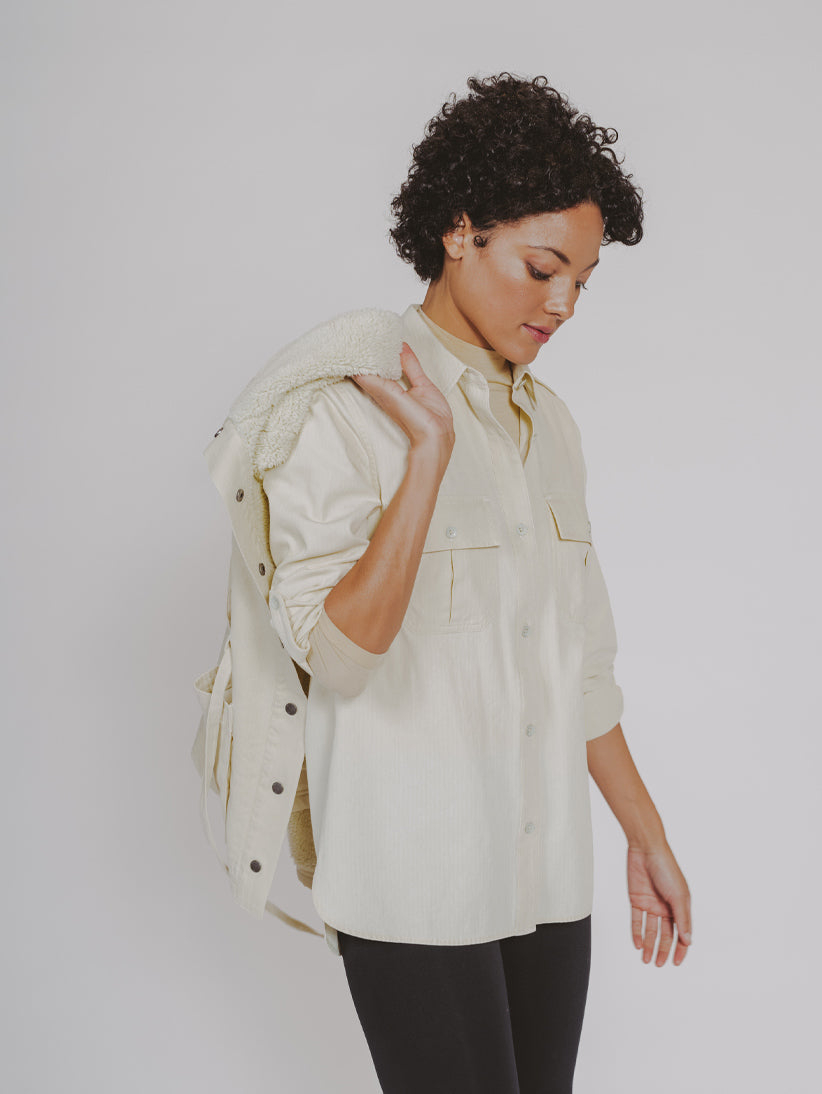 Military Overshirt in Ivory