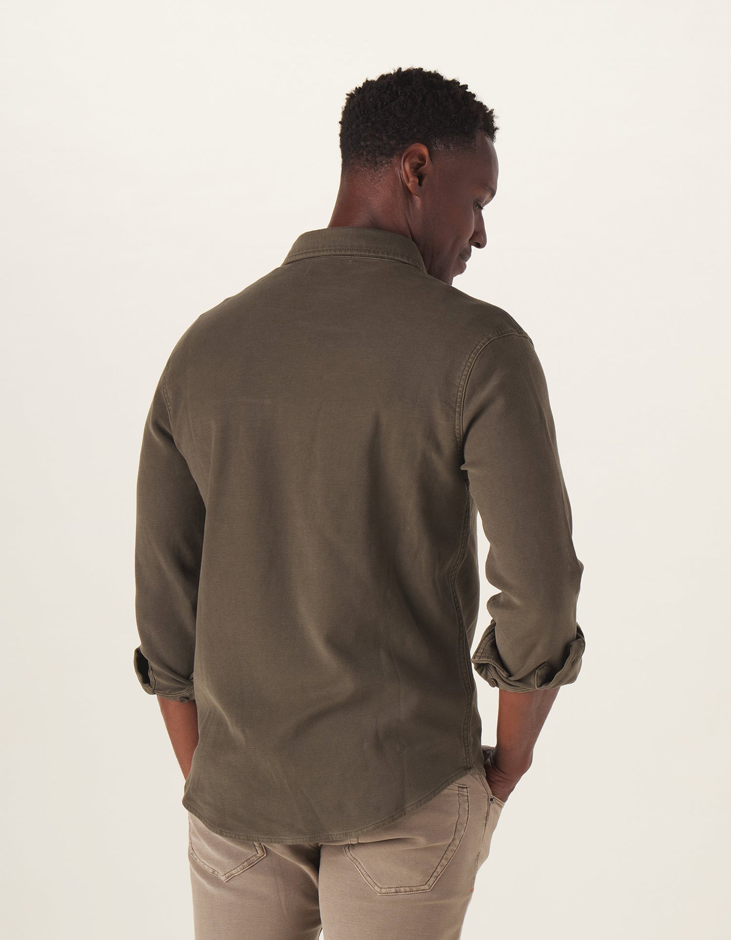 Comfort Terry Shirt Jacket in Olive