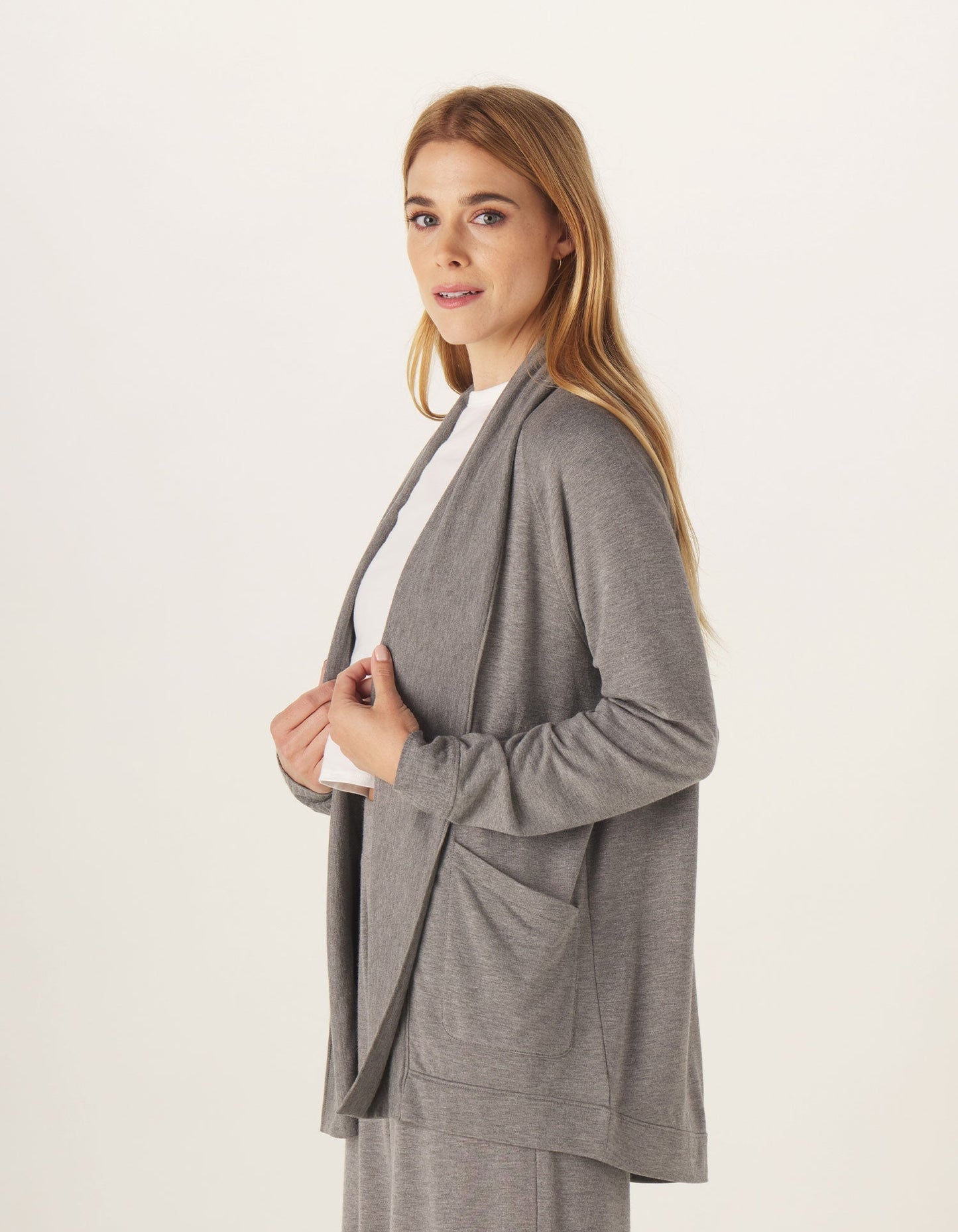 Malakos Knit Cardigan in Heathered Grey