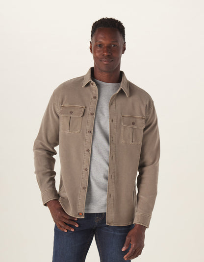 Comfort Terry Shirt Jacket in Taupe