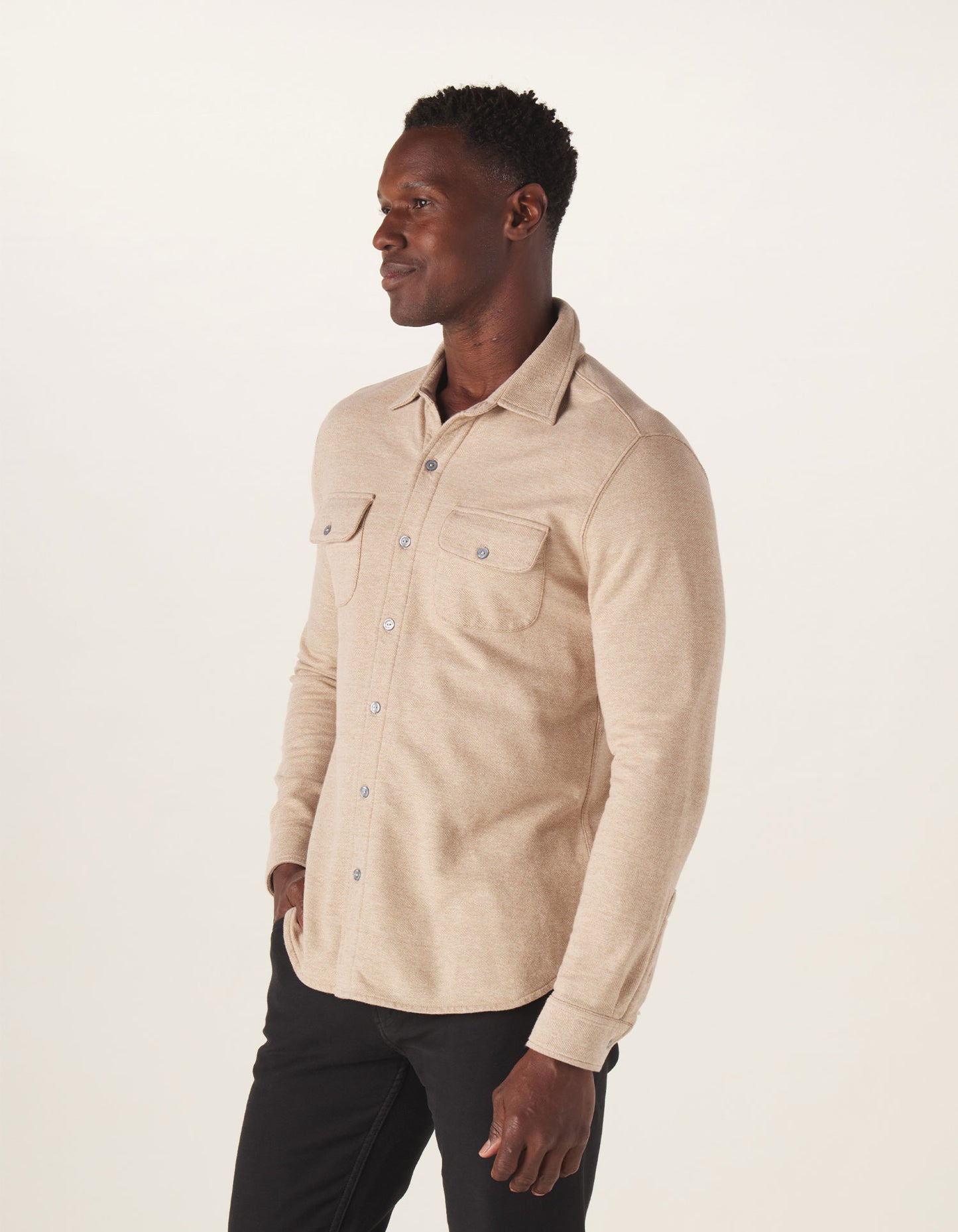 Textured Knit Shirt in Tan