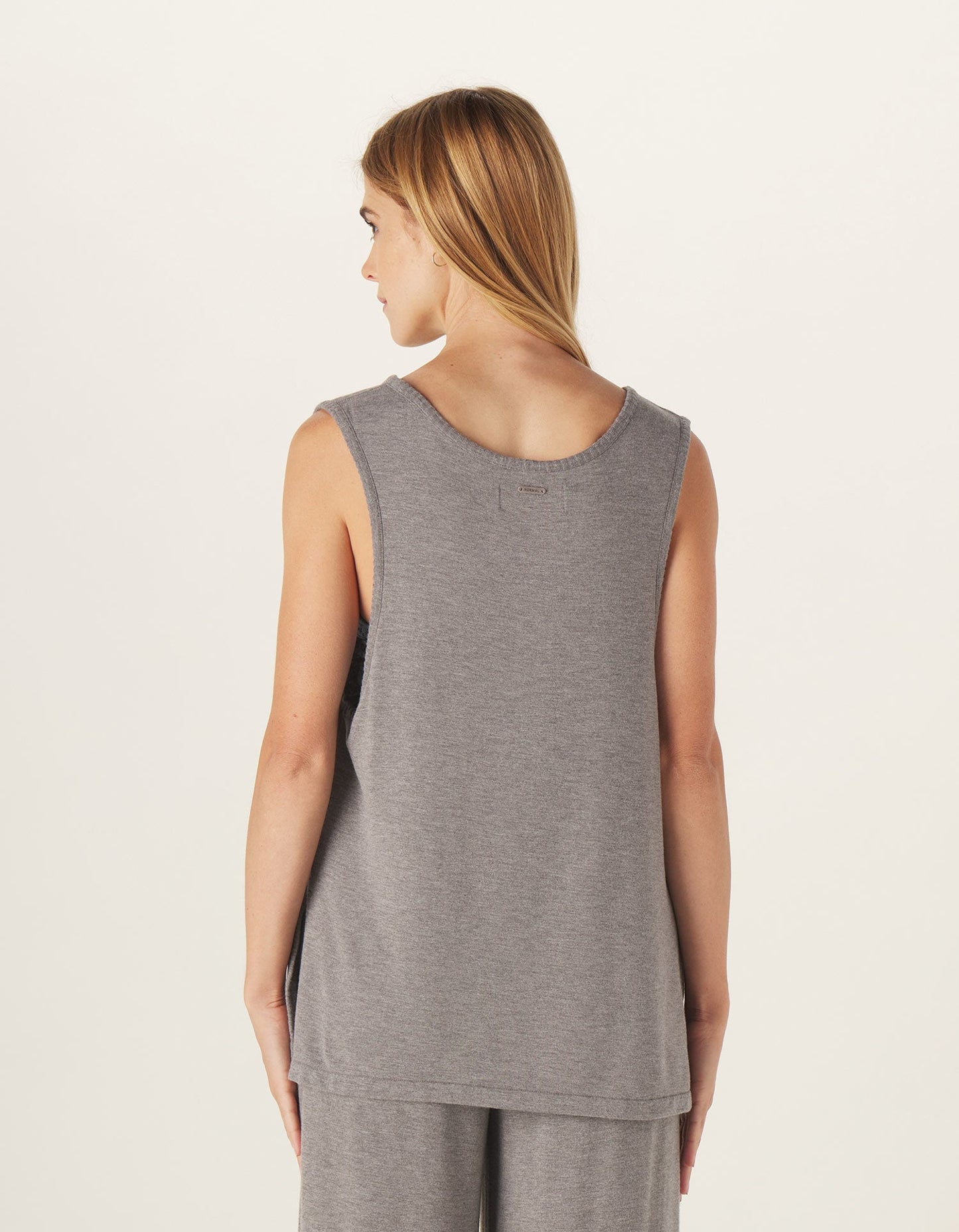 Malakos Knit Lounge Tank in Heathered Grey