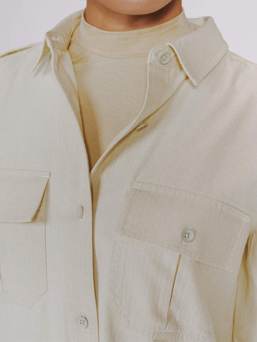 Military Overshirt in Ivory