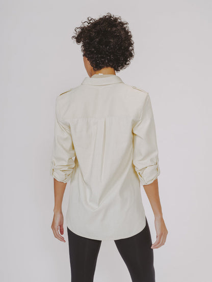 Military Overshirt in Ivory