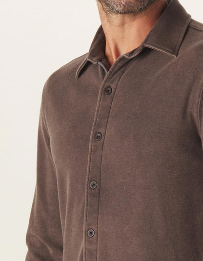 Puremeso Acid Wash Button Up Shirt in Charcoal