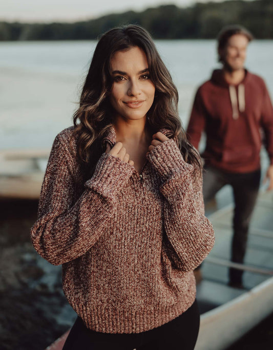 Dani Quarter Zip Sweater in Oxblood