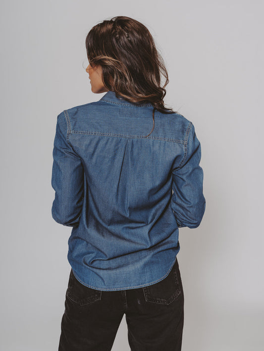 Chambray Boyfriend Shirt in Light Indigo