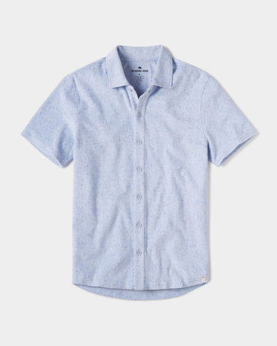 Towel Terry Button Down in Sky Blue Laydown