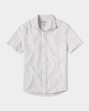 Towel Terry Button Down in Stone Laydown
