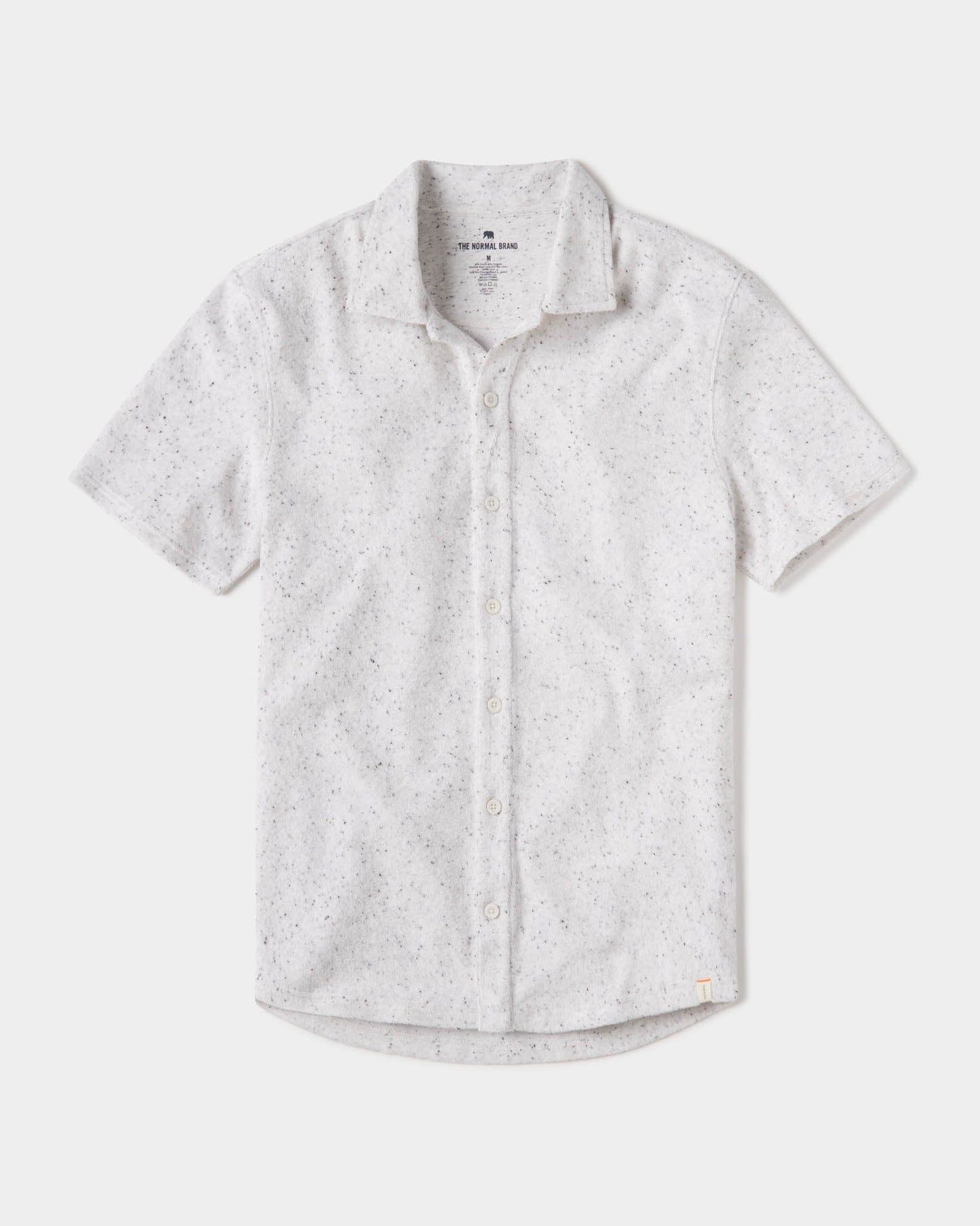 Towel Terry Button Down in Stone Laydown