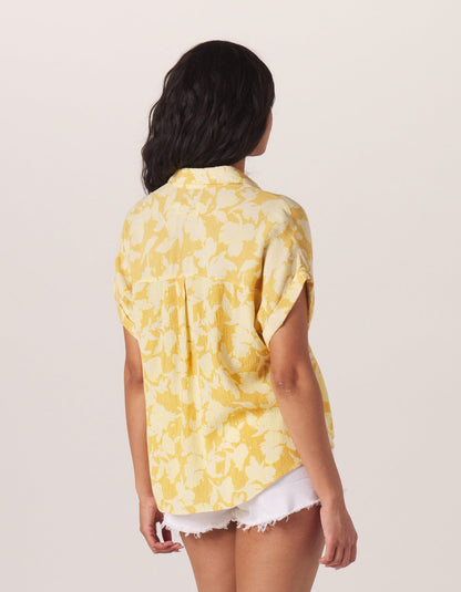 Ezra Crepe Camp Shirt in Cliff Rose Print