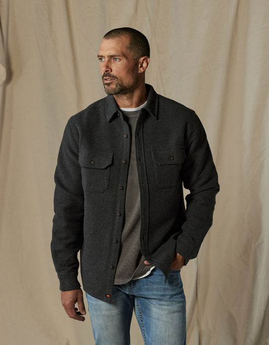 Heavyweight Chamois Overshirt in Heathered Charcoal