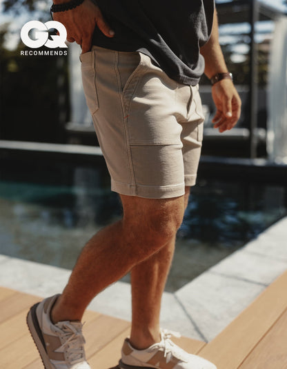 Comfort Terry Utility Short in Taupe