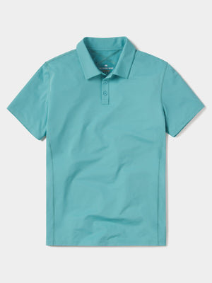 Cross-Back Seamed Performance Polo in Turquoise Laydown