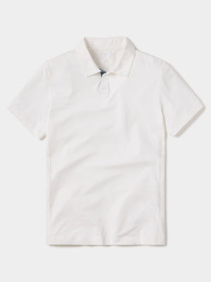 Cross-Back Seamed Performance Polo in White Laydown