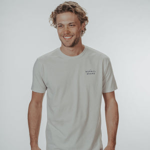 Dockside T-Shirt in Sand On Model from Front