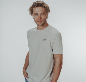 Dockside T-Shirt in Sand On Model from Side