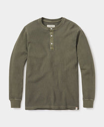 Vintage Thermal Henley: Dusty Olive